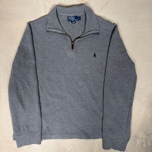 Polo Ralph Lauren Mens Quarter Zip Pullover Sweater Gray Cotton Large